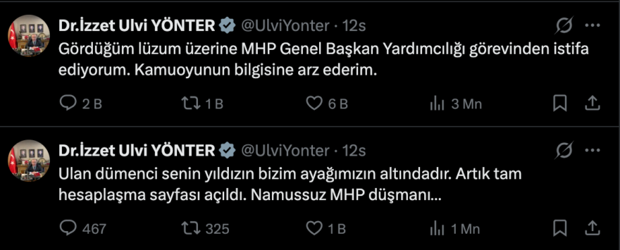 MHP’de üst düzey istifa: ‘Yüzsüzlüğün âlemi yoktur’